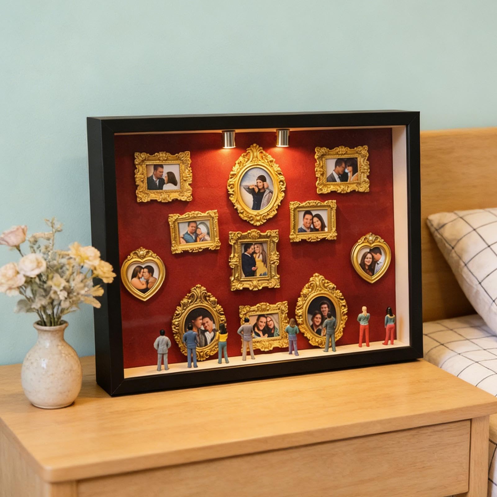Generico Cornici Mini Museo, Scatola Fai Da Te con Silhouette Mini Museo, Cornice Portafoto con Luce, Kit per Cornici da Esposizione Foto, Cornice in Miniatura, Festeggia I Tuoi Ricordi con Stile
