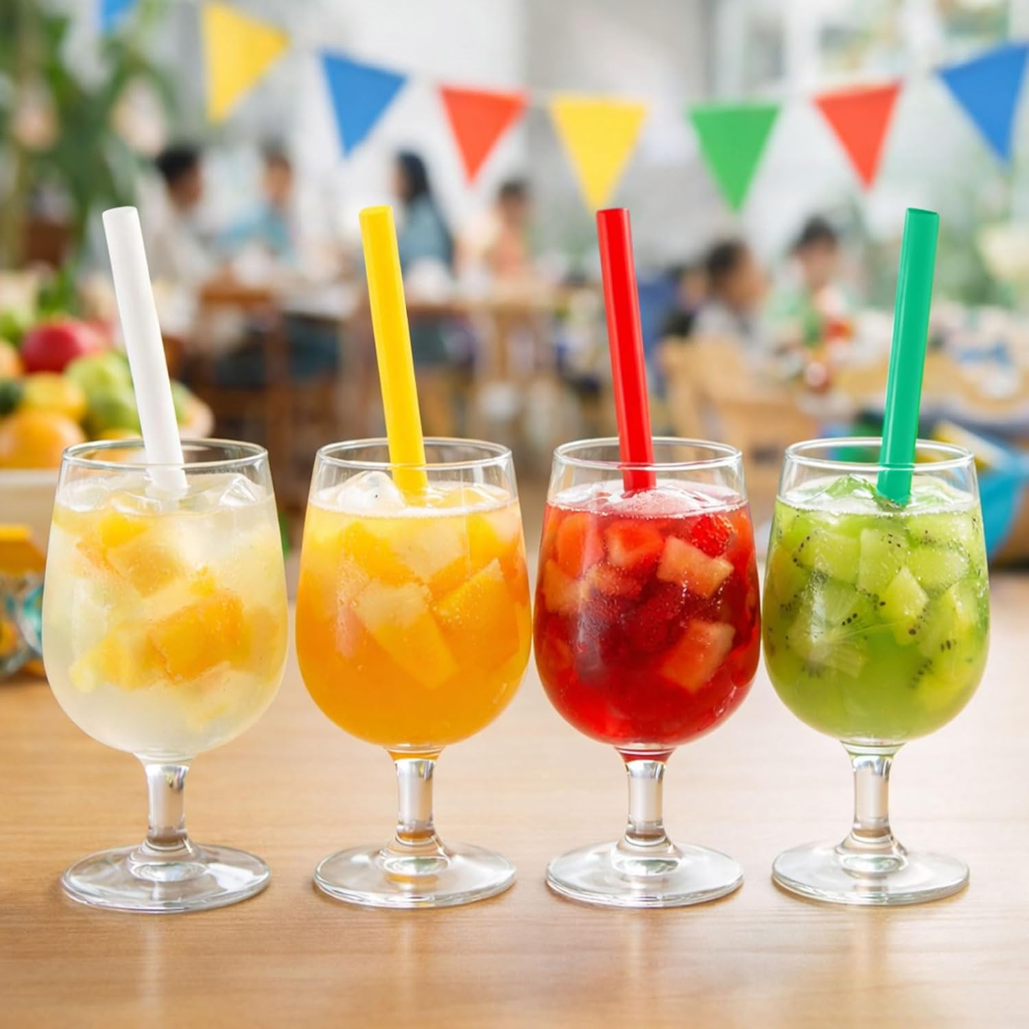 Tessco for you 600 Pcs 8.66 Inch Jumbo Smoothie Straws Bulk for 12-24 oz Disposable Cups Large Plastic Bubble Tea Straws Wide-Mouthed Individually Wrapped for Tall Milkshakes Drinking(Bright Color)