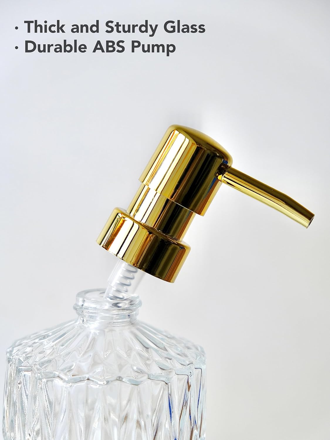 Bathroom Accessories Set, 6 Pcs Clear Glass Lotion Dispenser Set, Soap Dish, Toothbrush Holder, Tumbler, Cotton Swab Jars, Modern Bathroom Decor and Crystal Glass Gift Set, Clear White