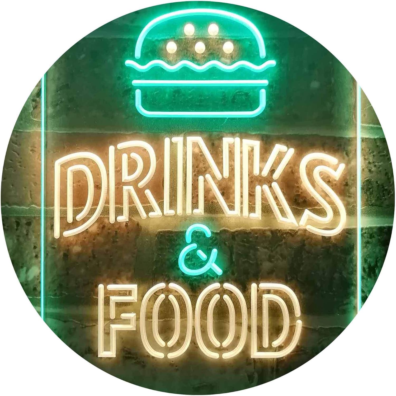 ADVPRO Drinks and Food Hamburger Fast Food Dual Color LED Neon Sign Green & Yellow 8.5" x 12" st6s23-i3265-gy