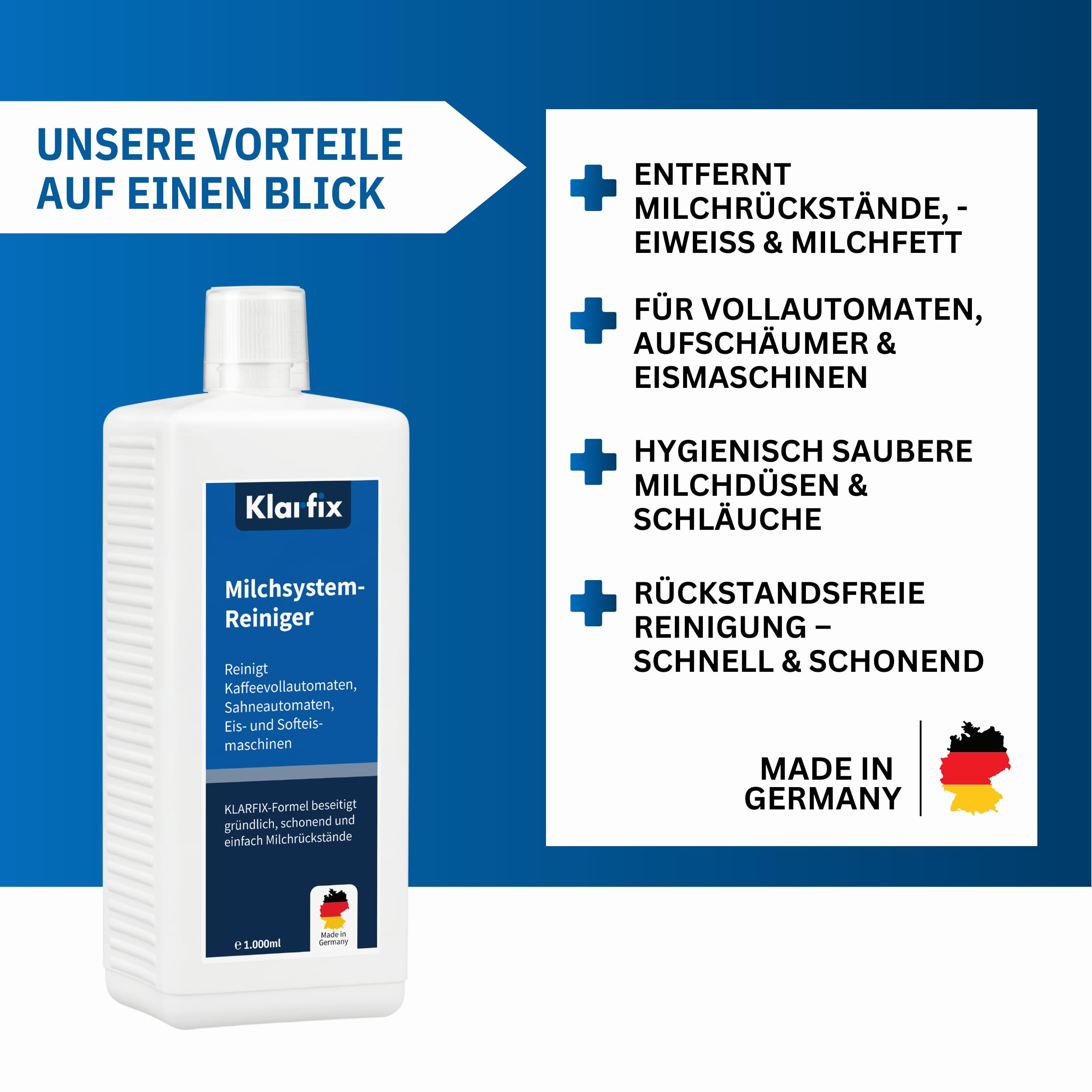 Milchsystemreiniger 1.000 ml – Für Kaffeevollautomaten & Milchsysteme – Entfernt Milchfett, Milcheiweiß & Rückstände – Milchschaumreiniger für Jura, DeLonghi, Saeco & Melitta