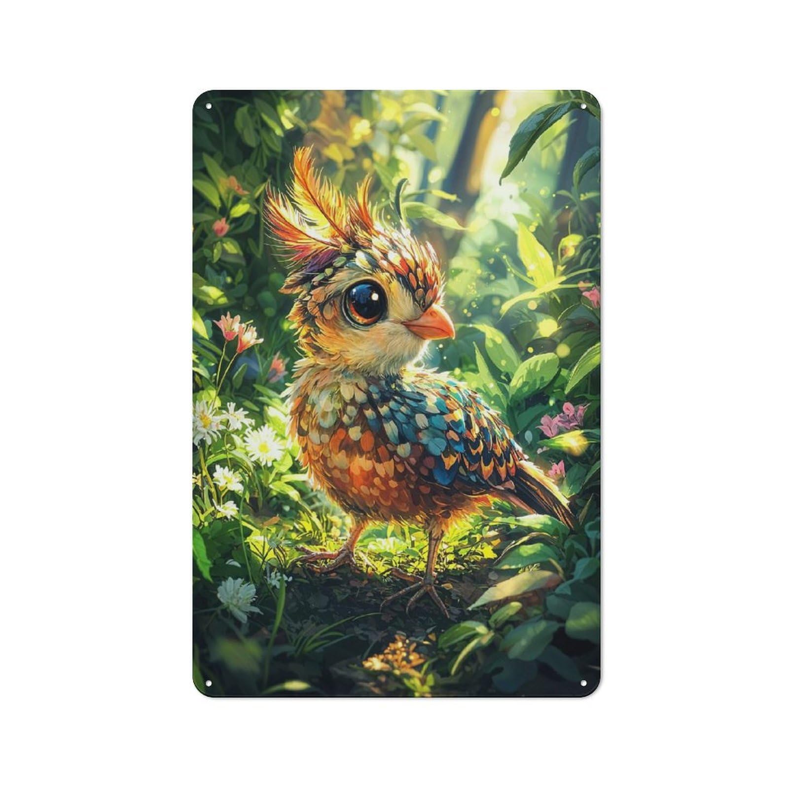 Junmoney Style-19 Garage Style Metal Wall Sign 30X20cm Featuring Colorful Bird In Forest, Garage Wall Decor For Garage, Hobby Room, Office Or Man Cave