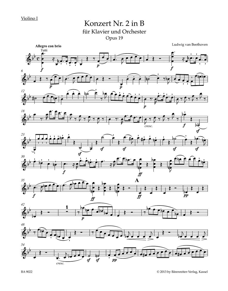 Konzert Nr. 2 in B für Klavier und Orchester, op. 19: Partitur