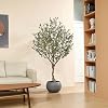 Árbol de olivo artificial LOMANTO para interiores, de 7.1 pies de alto, árbol falso en maceta negra | Árbol de olivo falso con hojas y frutos de seda, planta de piso para decoración moderna de hogar u oficina, regalo de inauguración 5