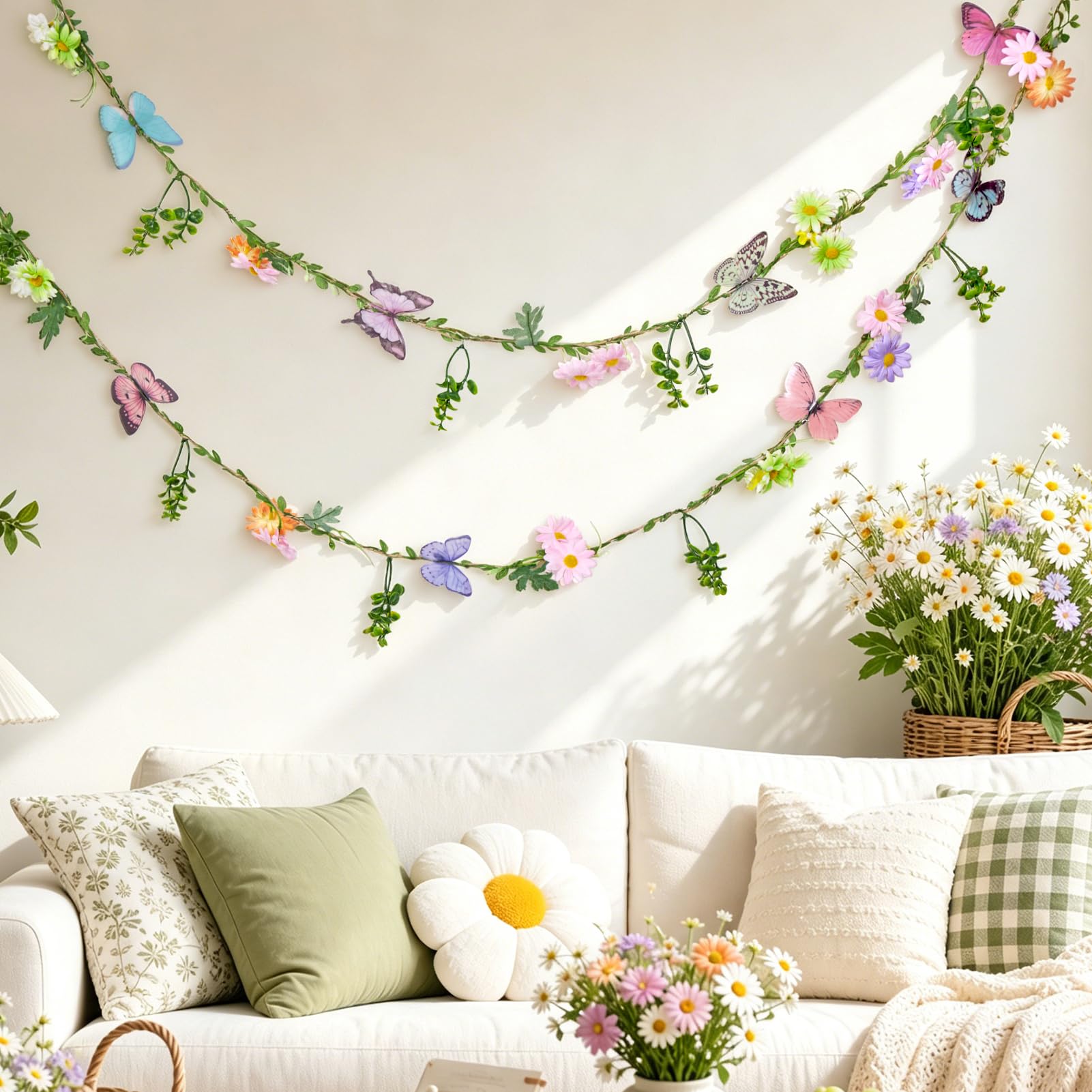 2Pc Daisy Flower Banner Wildflower Garland Birthday Party Decoration6.6ft