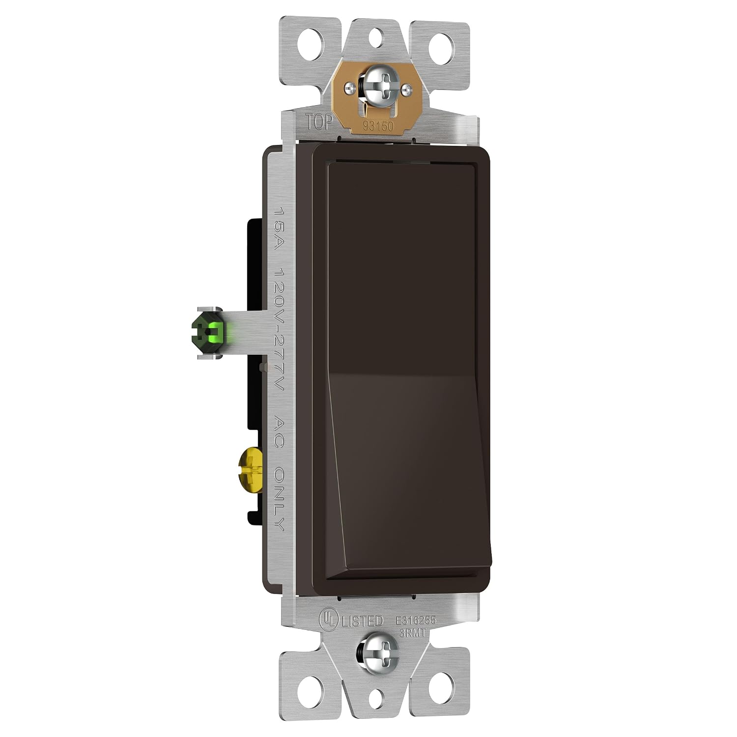 ENERLITES Brown 3-Way Decorator Paddle Rocker Light Switch, 15A, 10 Pack image 2
