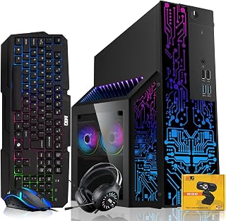 Dell OptiPlex Gaming Desktop PC Bundle with Core i7 32GB RAM 1TB SSD RTX 2060 Graphics RGB Keyboard with AI-Enabled Copilot Key Mouse Headphones Webcam Windows 11 Pro(Renewed)