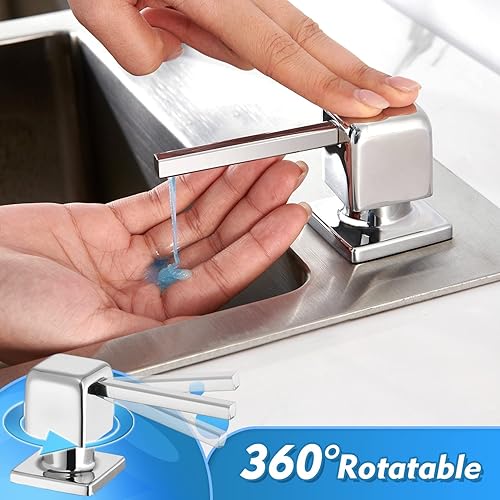 Miniatura 2 de CREA Dispensador de jabón de cocina, dispensador de jabón cromado para fregadero de cocina, dispensador de jabón integrado para baño con tubo de 39