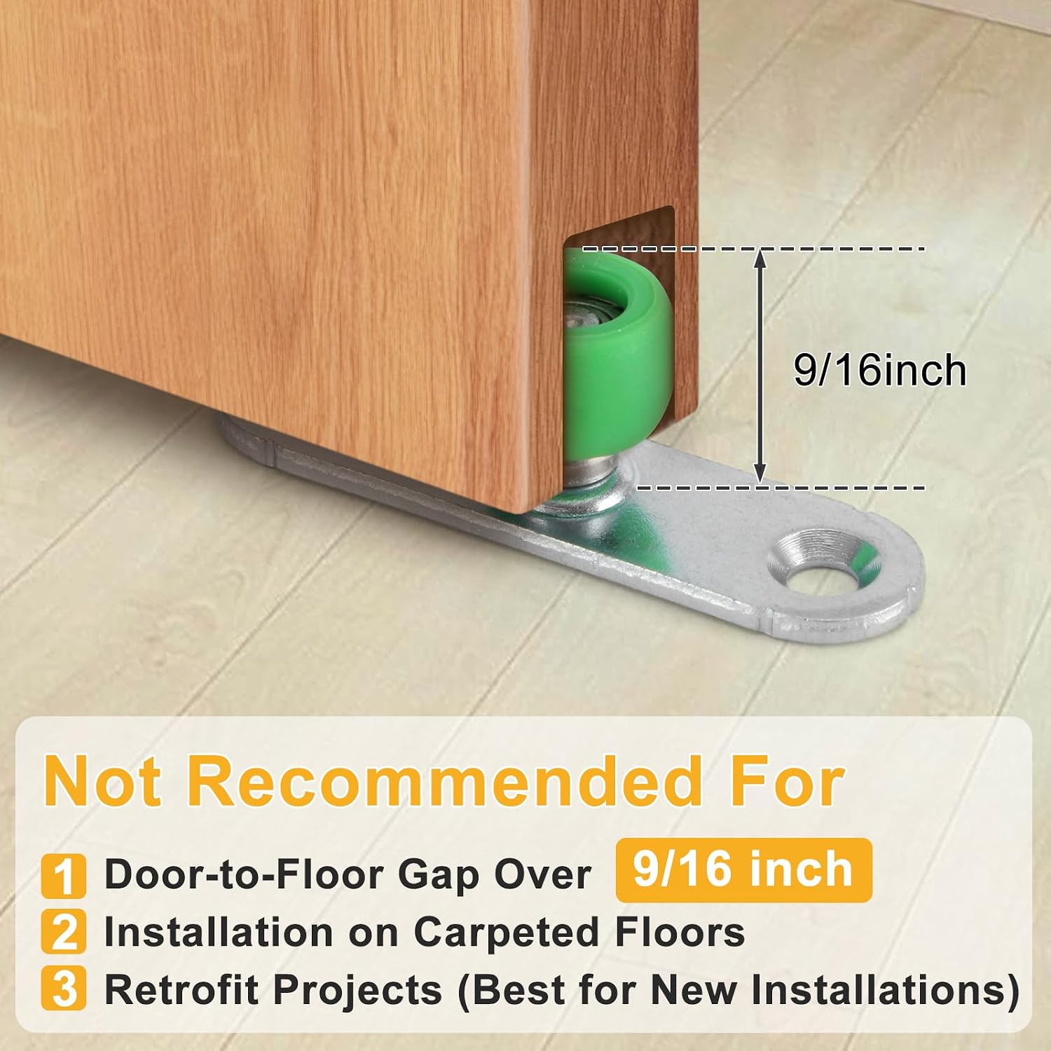 4 Pcs Sliding Door Floor Guide, Nylon Ball Bearing Guide Wheels, Center Floor Guide for Bypass, Wardrobe & Pocket Door KFLP001-DW3