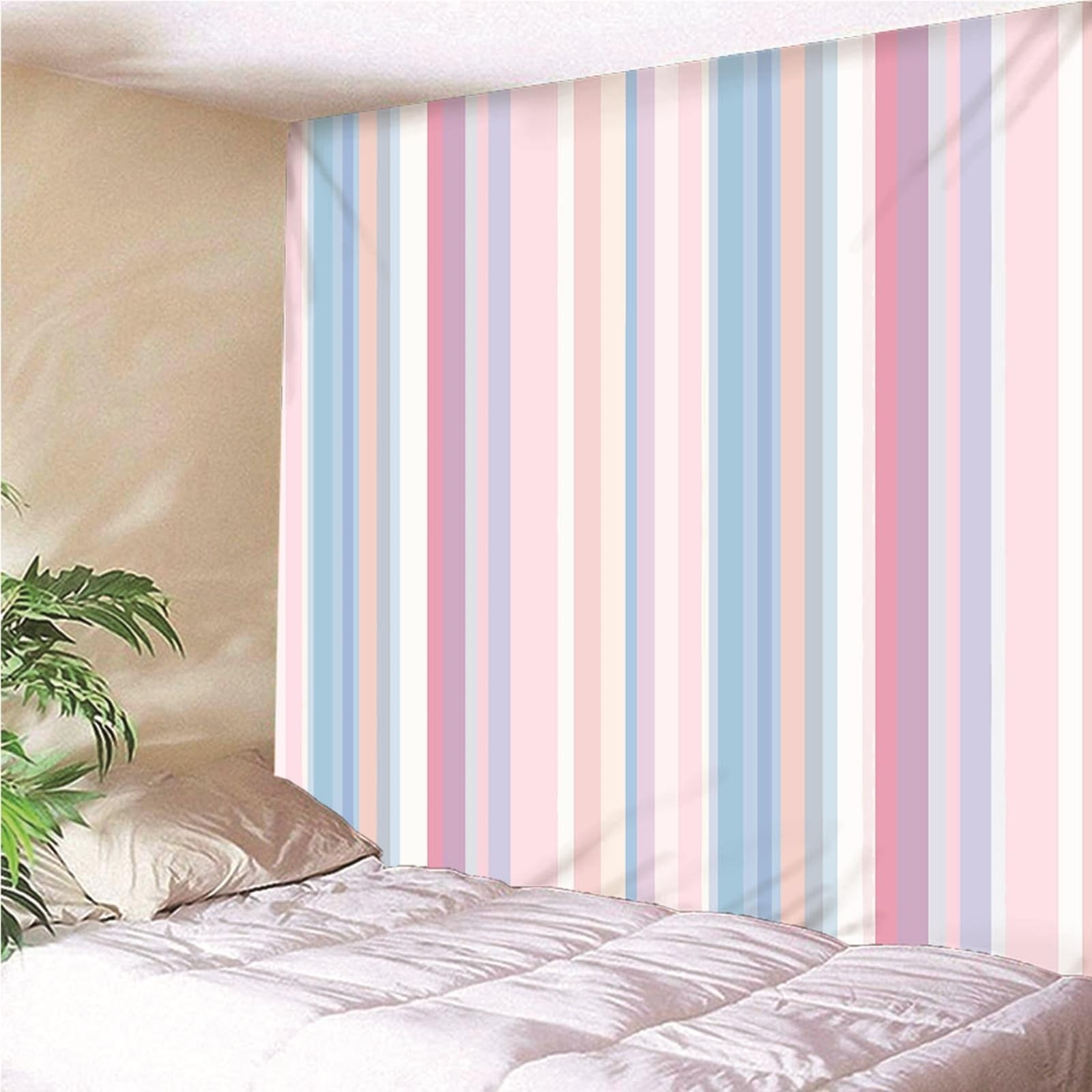 Lieson Arazzo Grande, Arazzi da Parete Moderni 350x256CM Strisce Verticali Semplici Tappeti Parete Camera Letto Per Decorazione Della Casa, Rosa Blu