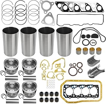 D4BB D4BA Engine Overhaul Rebuild Kit for Hyundai D4BB D4BA Engine, Compatible with Mitsubishi 4D56 Engine & Hyundai H100 Porter Grace, HC20-HC35H1 Forklifts
