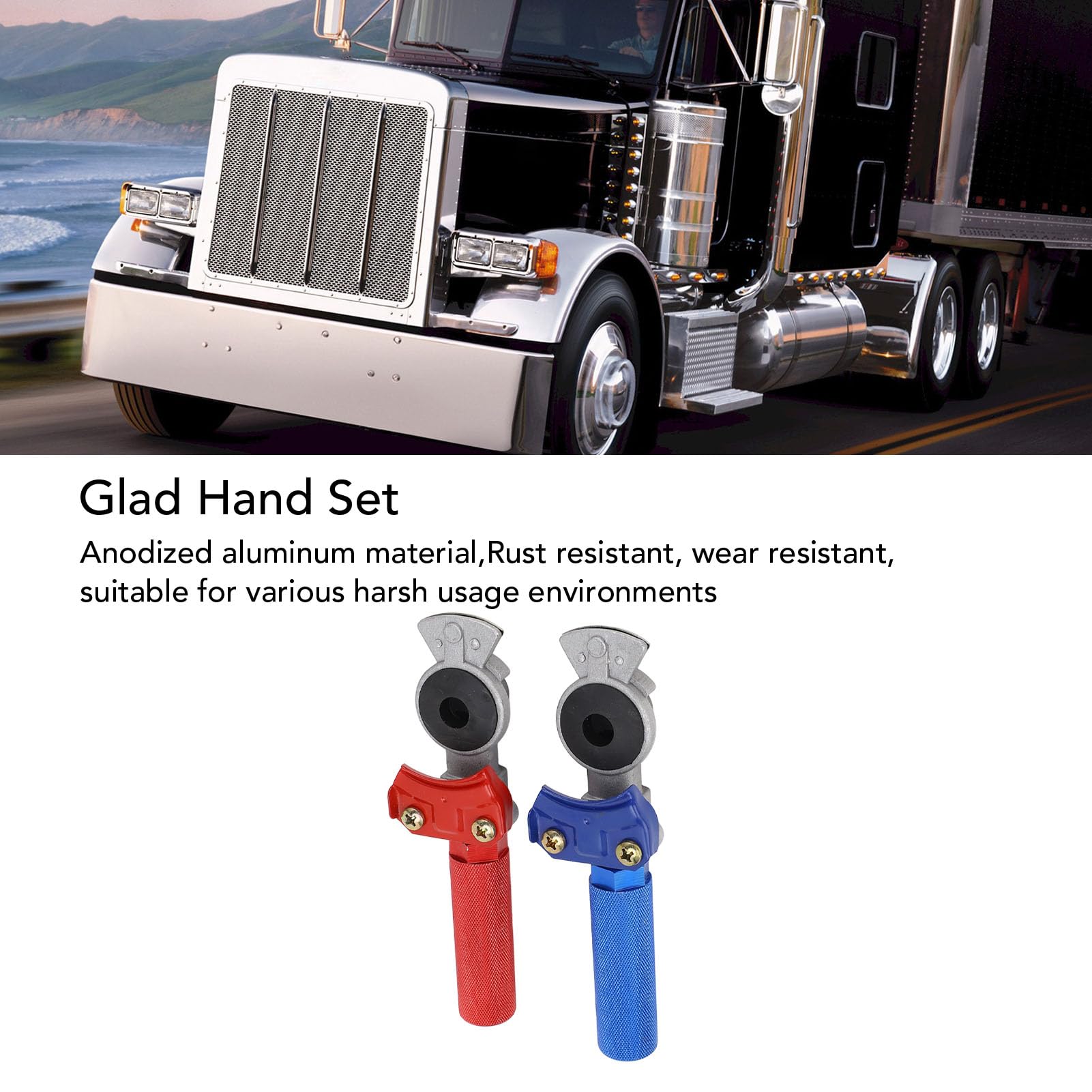 dsheng Glad Hands Grips Lot de 2, Kit de Poignées D'extension Gladhand Haute Résistance, Couplage de Frein à Air, Poignée de Main Glad Hands Set Rouge et Noir anodisé pour Semi-Camion RV