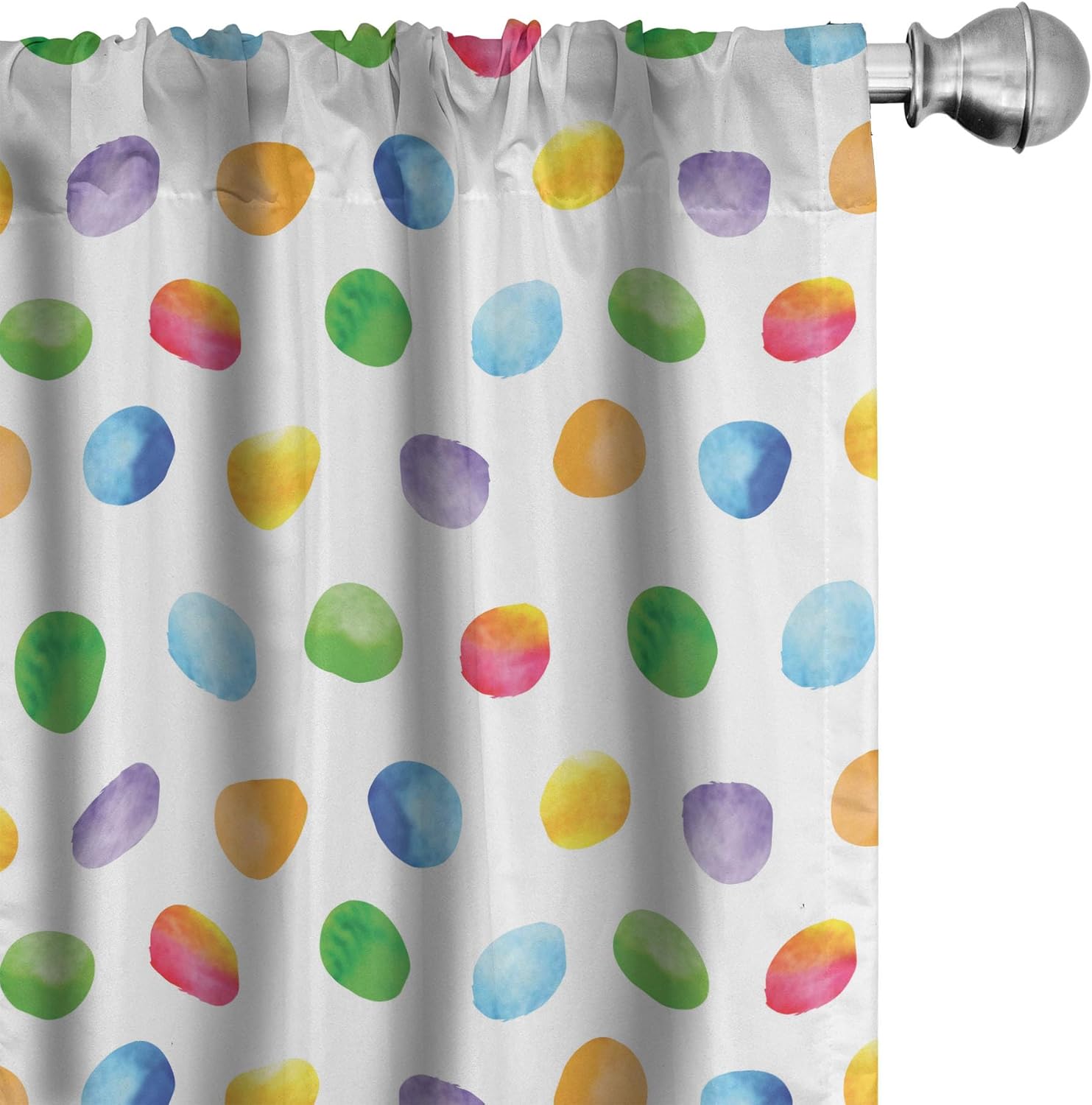 Ambesonne Watercolor Window Curtains, Abstract Brush Stroke Polka Dots Grunge Geometric Pattern Spotted Background, Lightweight Decor 2-Panel Set with Rod Pocket, Pair of - 28" x 95", Green Yellow