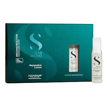 ALFAPARF MILANO Semi di Lino Reconstruction Reparative Hair Lotion Vials | Hair Treatment for Damaged Hair - Heat Protectant - Adds Shine, Softness and Body - Anti Hair Breakage - Includes 6 Vials