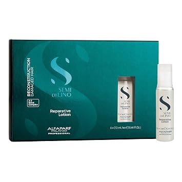 ALFAPARF MILANO Semi di Lino Reconstruction Reparative Lotion Treatment - Hair Repair for Damaged Hair, Adds Shine, Softness and Body - Thermal Protection - Anti Hair Breakage 6 Vials/2.64 oz