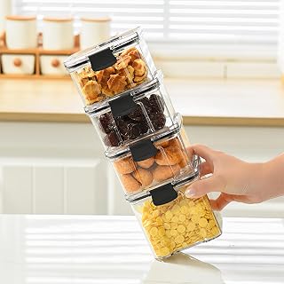 2PCS 460ml Multiple Food Storage Containers with Lids, Stackable Large Capacity Food Crisper, Multi-functional Reusable Sealed Boxes for Flour, Sugar, Kitchen Preservation and Dried Fruits