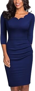 Women's Ruffle Style 2/3 Sleeve Slim Cocktail Dress