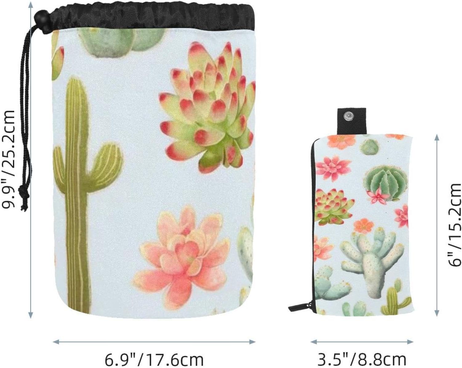 2PCS Colorful Cactus-87 Travel Cosmetic Bag Makeup Organizer, Drawstring Bathroom Cases - Cylindrical & Small Toiletry Bag image 5