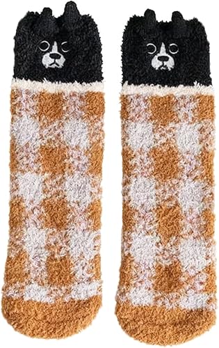 Violet Mist Calcetines mullidos para hombre, unisex, lindos animales, acogedores, divertidos, esponjosos, cálidos, de invierno, de felpa, para