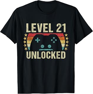 Gaming Vintage 21st Birthday Gift 21 Year Old Boy Girl Gamer T-Shirt