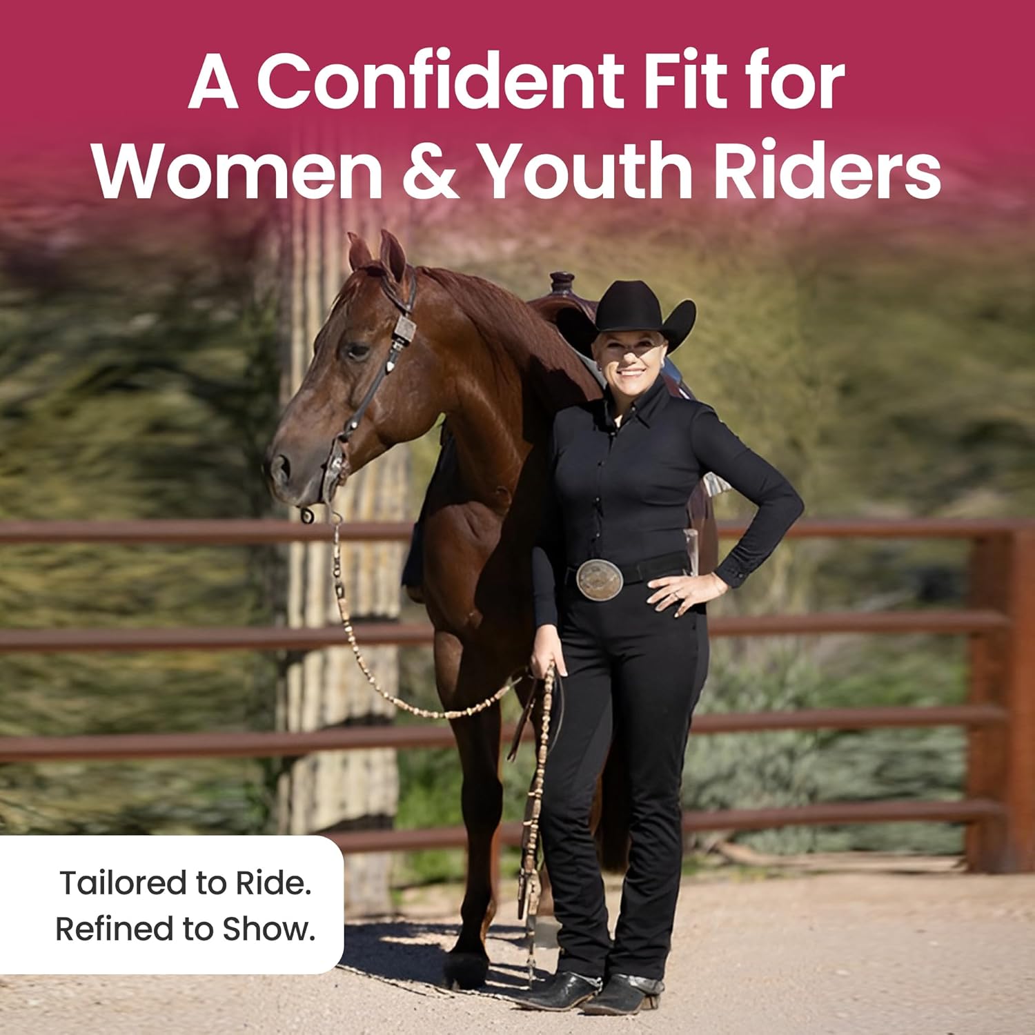 HOBBY HORSE Ezee Rider Stretch Western Show Pants – Women’s High Rise Western Horse Show Pant, Side Zip, Perfect Under Chaps