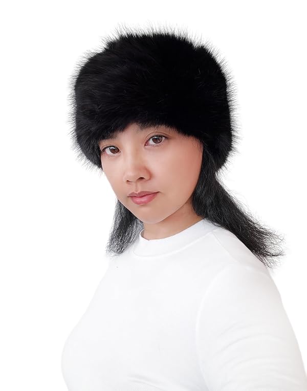 Lina & Lily Women's Winter Headband Head Ear Warmer Long Pile Faux Fur (Black) by Lina & Lily - Image 2
