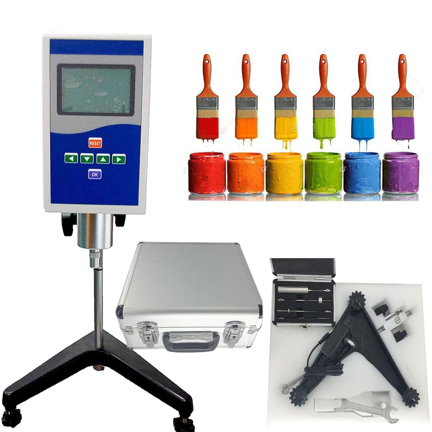 Viscometer Rotational Viscometer Digital Rotational Viscosity Meter Testing Equipment with Continuous Reading Function 1 to 100000 mPa.s Accuracy ±1% for Oil Paint Plastics Viscosity Testing