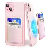 SHANSHUI Magnetic Wallet Compatible for Magsafe, PU Leather Power Magnet Card Holder for Back of Phone Wallet 2 Card Slots Compatible for iPhone 15/14/ 13/12 Series