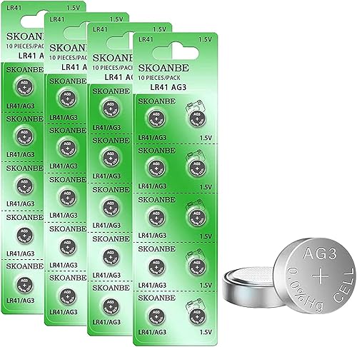 SKOANBE 40PCS AG3 LR41 392 384 192 1.5V botón de la célula de la moneda de la batería