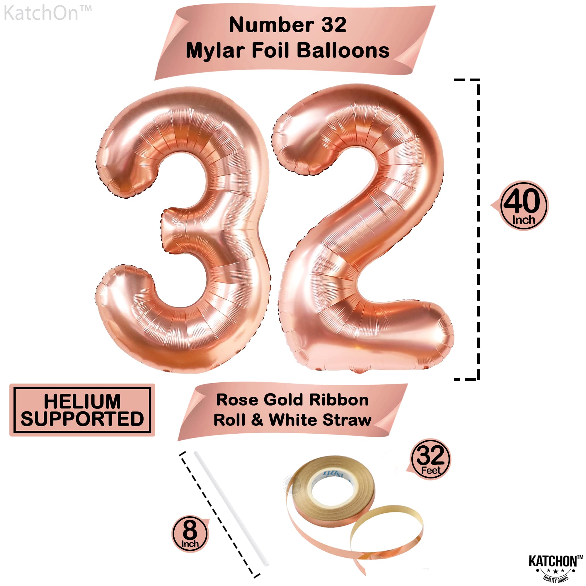 Amazon | KatchOn(カッチオン) ローズゴールド 32個のバルーンナンバー