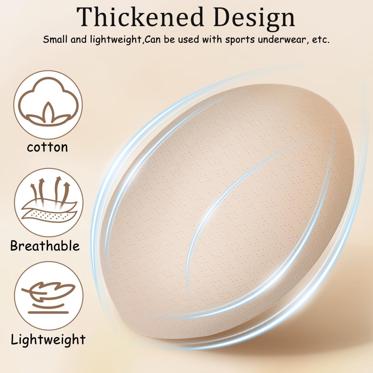 Homoyoyo Bra Inserts Cotton Bra Pads for Women Workout Bikini Top Dresses Swimsuit Beige One Size Comfortable