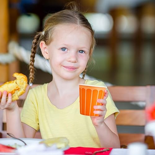 Miniatura 6 de LITOPAK Paquete de 540 vasos de papel desechables de 5 onzas, vasos de papel desechables de color morado y naranja, vasos pequeños para enjuague