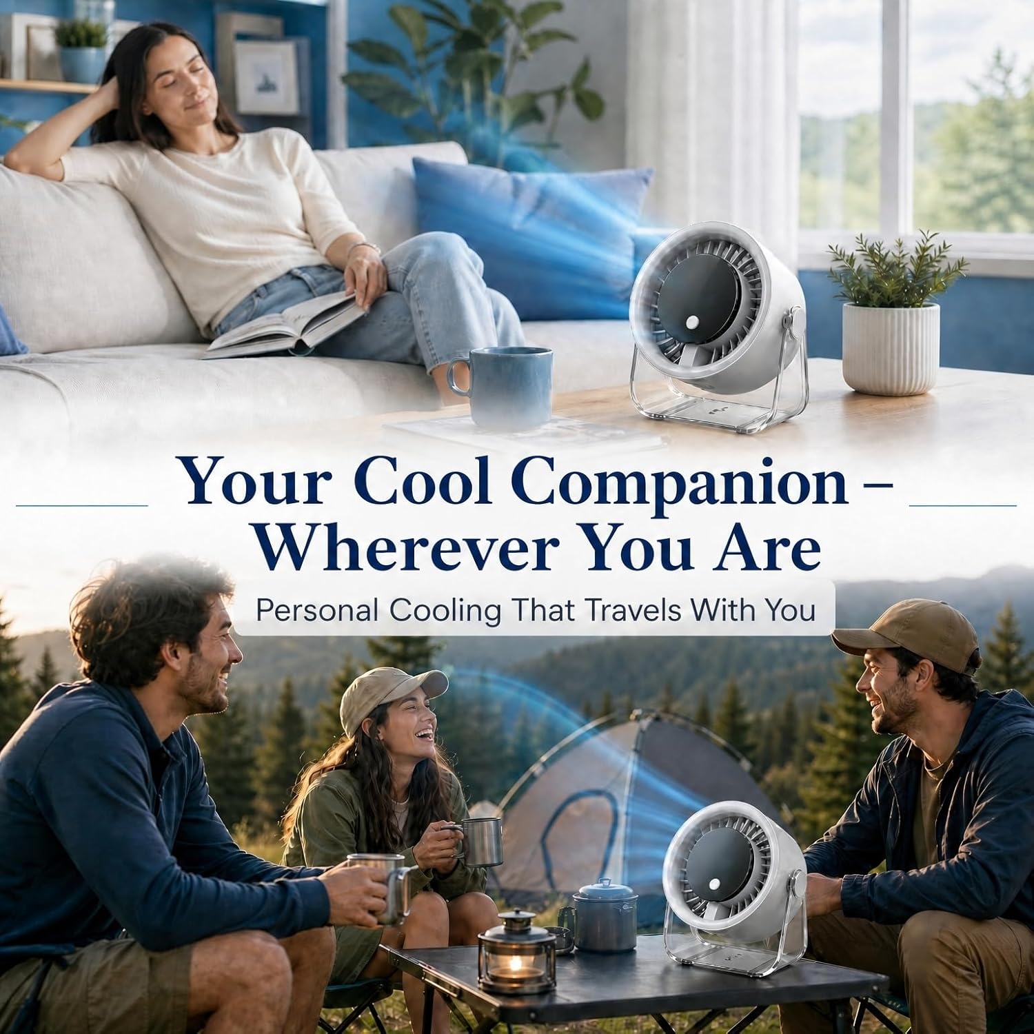 Coolking Portable Desk Fan for Bedroom, 199 Speeds Rechargeable USB Table Fan with 4000mAh Battery, 360° Rotation, LED Display, Quiet Wall-Mountable Personal Cooling Fan for Home Office (White)