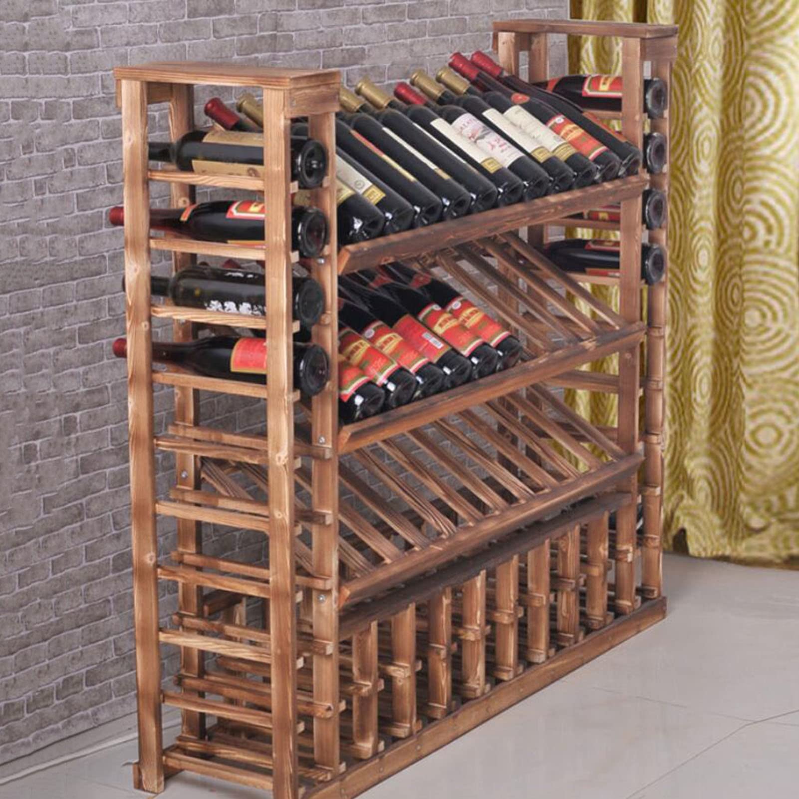 Botellero - Enfriador de vinos de Madera Maciza de pie, Elegante Estante de Almacenamiento para el hogar o el Bar, 118 x 30 x 108 cm, exhibir vinos.