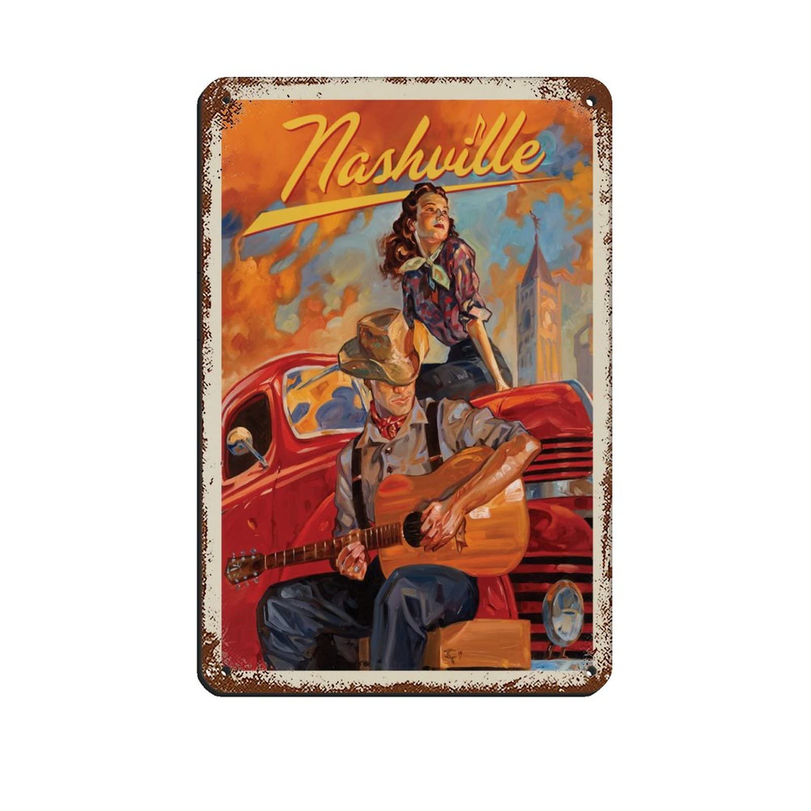 Tin Signs Retro Nashville Dreamers Travel Tin Signs Painting Cafe Opera House Art Wall Decoration Plaque 30x40cm