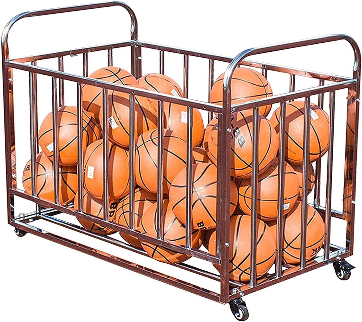 Stojak do przechowywania balonów do koszykówki, mobilna taca do przechowywania z pokrywką/sportowa klatka na balony, doniczki/siatka do siłowni, spiżarni, miejsca d (120 x 90 x 80 cm)