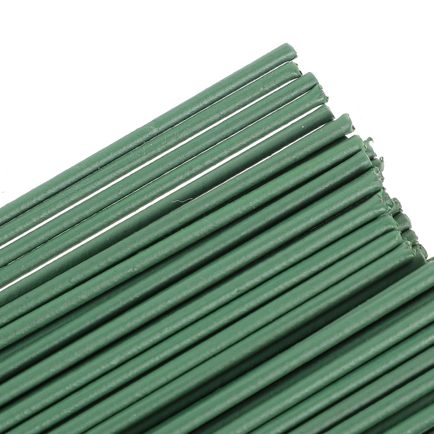 Gatuida 100pcs Green Coated Metal Floral Stem Wire for DIY Flower Arrangements, Artificial Flower Rods for Bouquet Crafting and Decorative Floral Design