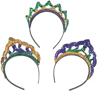 Fun Express Mardi Gras Tiara Princess Crown Assortment - Set of 12 - Costume Party Accessories