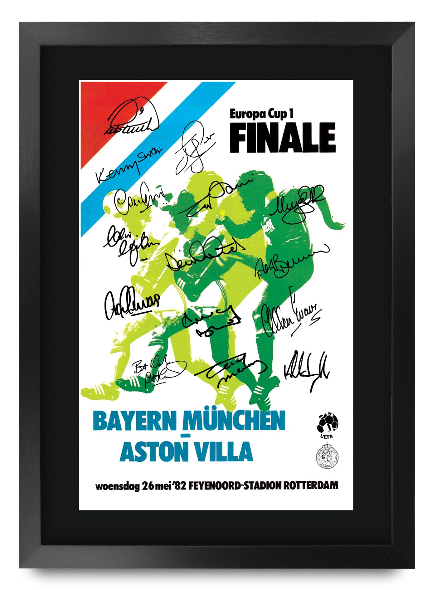 HWC Trading Aston Villa 1982 European Cup Winners Programme Printed Memorabilia Signed Autograph Photograph Display for Football Fans and Supporters - A3 Framed