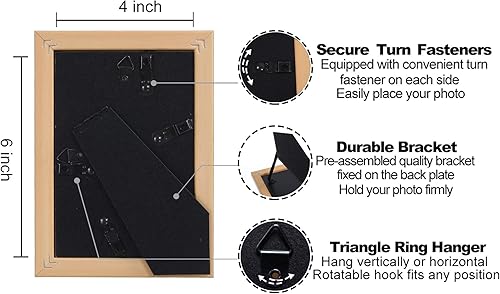 Vista 52 de VIOLABBEY Juego de 4 portarretratos de 5 x 7 pulgadas, marco de fotos de 5 x 7 pulgadas para montaje en pared o mesa, vidrio real, regalo