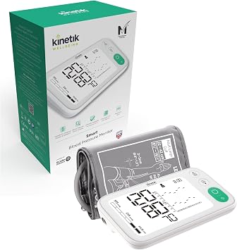 Kinetik Wellbeing Smart Blood Pressure Machine - Bluetooth Arm Blood Pressure Monitors Large Cuff Universal 22-45cm - Safe in Pregnancy & Diabetics - Bp Monitor Menopause Friendly