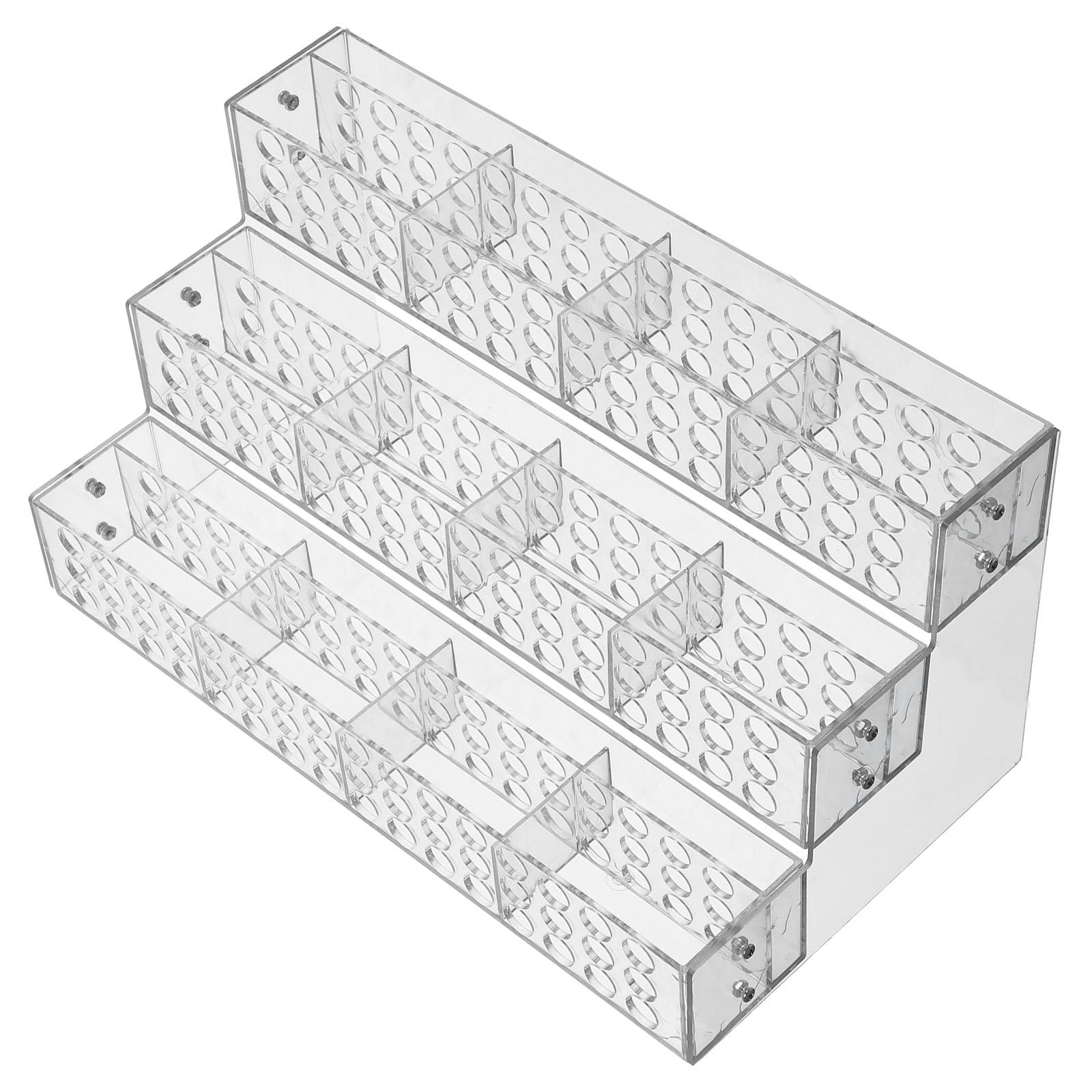 INOOMP Soporte para Bolígrafos y Brochas de Maquillaje en Acrílico Transparente, Expositor de Escritorio Diseño Escalonado de 3 Niveles, Organizador de Utensilios Creativos