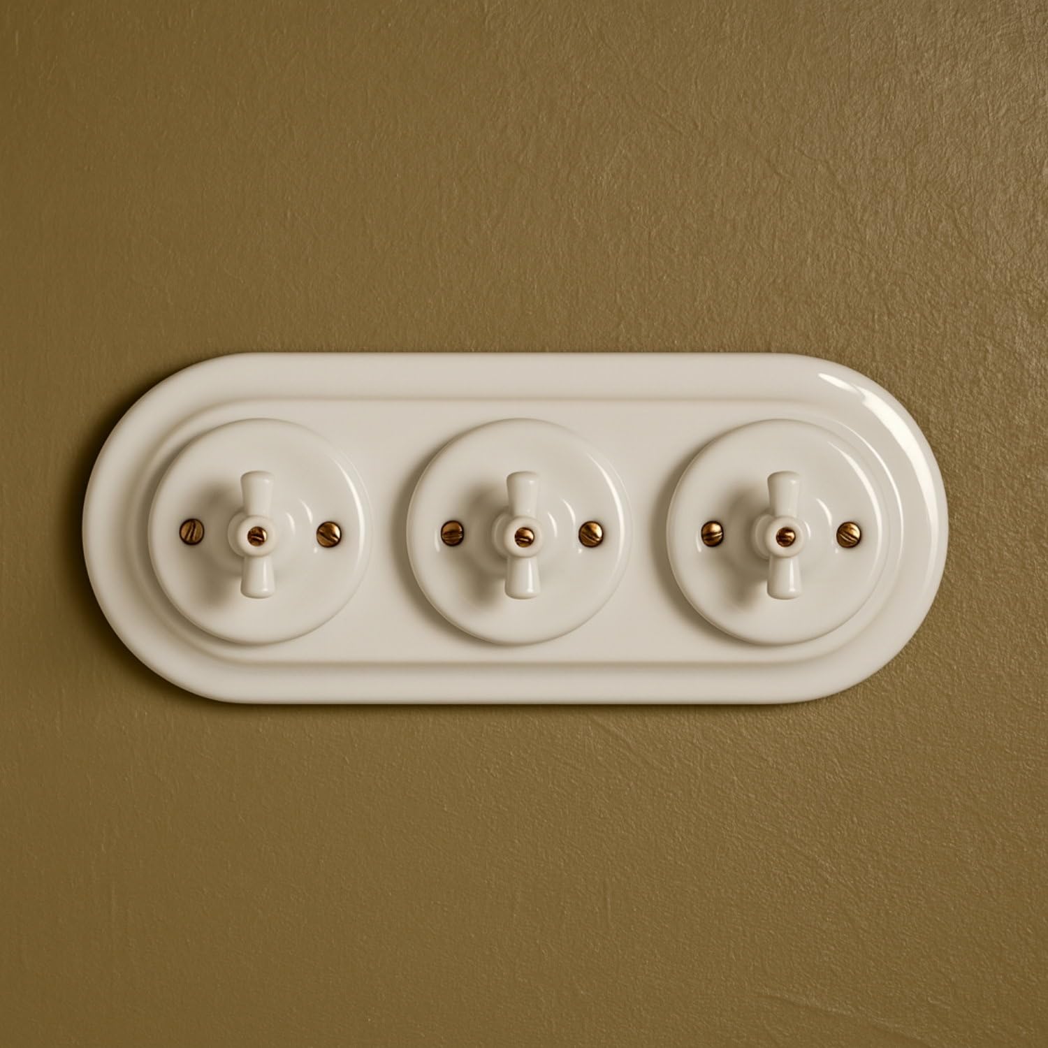 Interruptores rotativos de porcelana empotrables (3 enchufes, todo en uno), serie PR1, color blanco