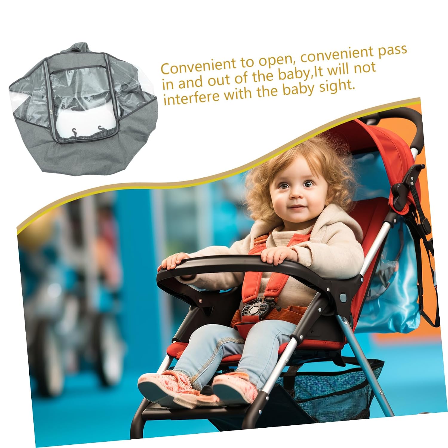 ERINGOGO Windproof Stroller Rain Cover Fit Spittle for Outdoor Use Grey Stroller Not Included
