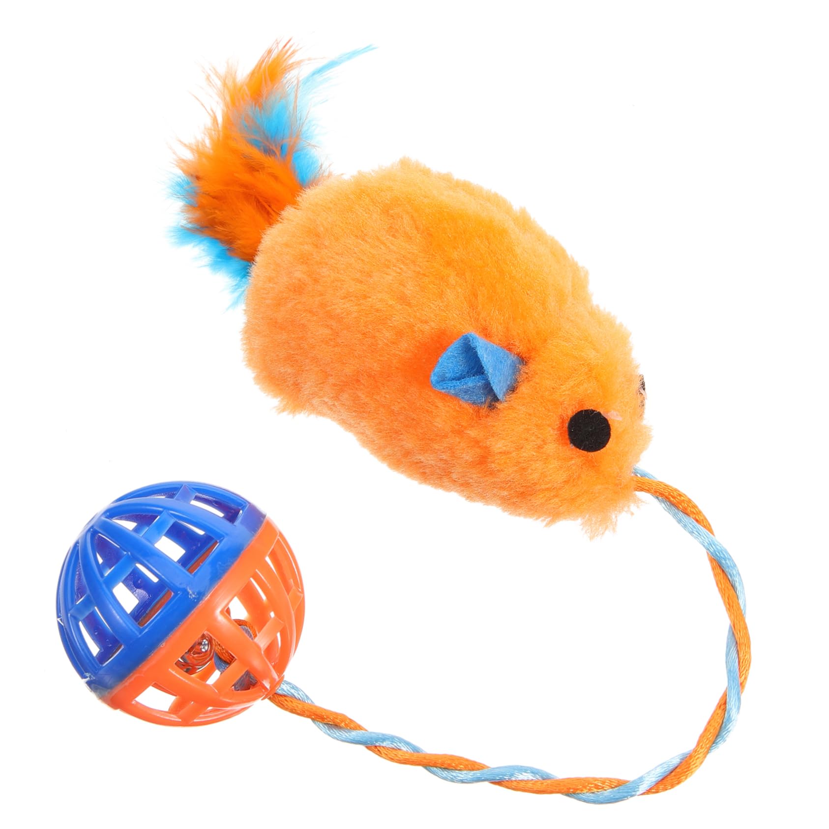 Ipetboom Jouet Interactif pour Chat D'intérieur en Peluche et Plastique avec Clochette, Jouet D'entraînement Amusant pour Chatons, Soulagement du Stress et Stimulation Interactive