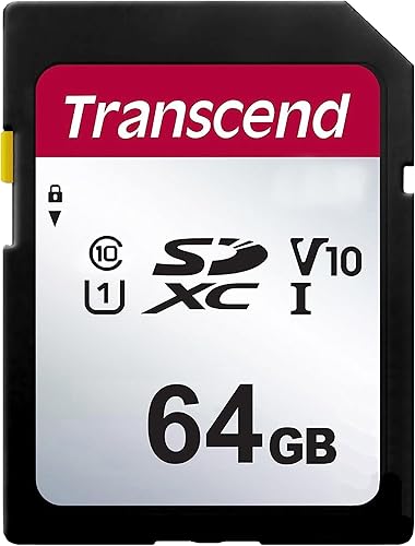 Transcend Tarjeta de memoria SDXC UHS-I de 64 GB, compatible con tarjeta de memoria de cámara digital Nikon D80, clase 10, U1, 100 MBs, serie 300
