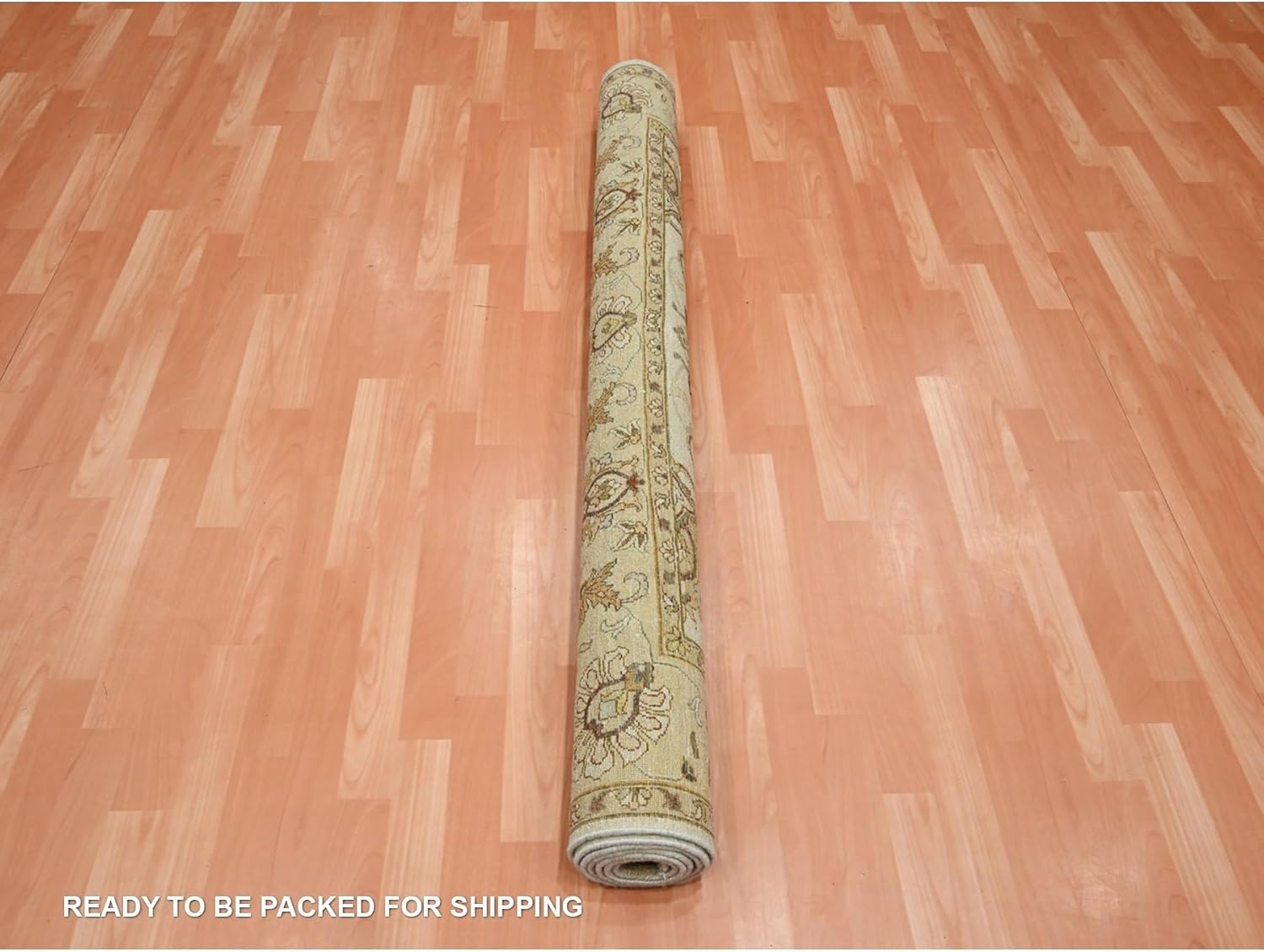 Hand Knotted Oriental Rug, Ivory, Pure Wool, 5'8"x7'10", Agra Ziegler Design, Vegetable Dyes