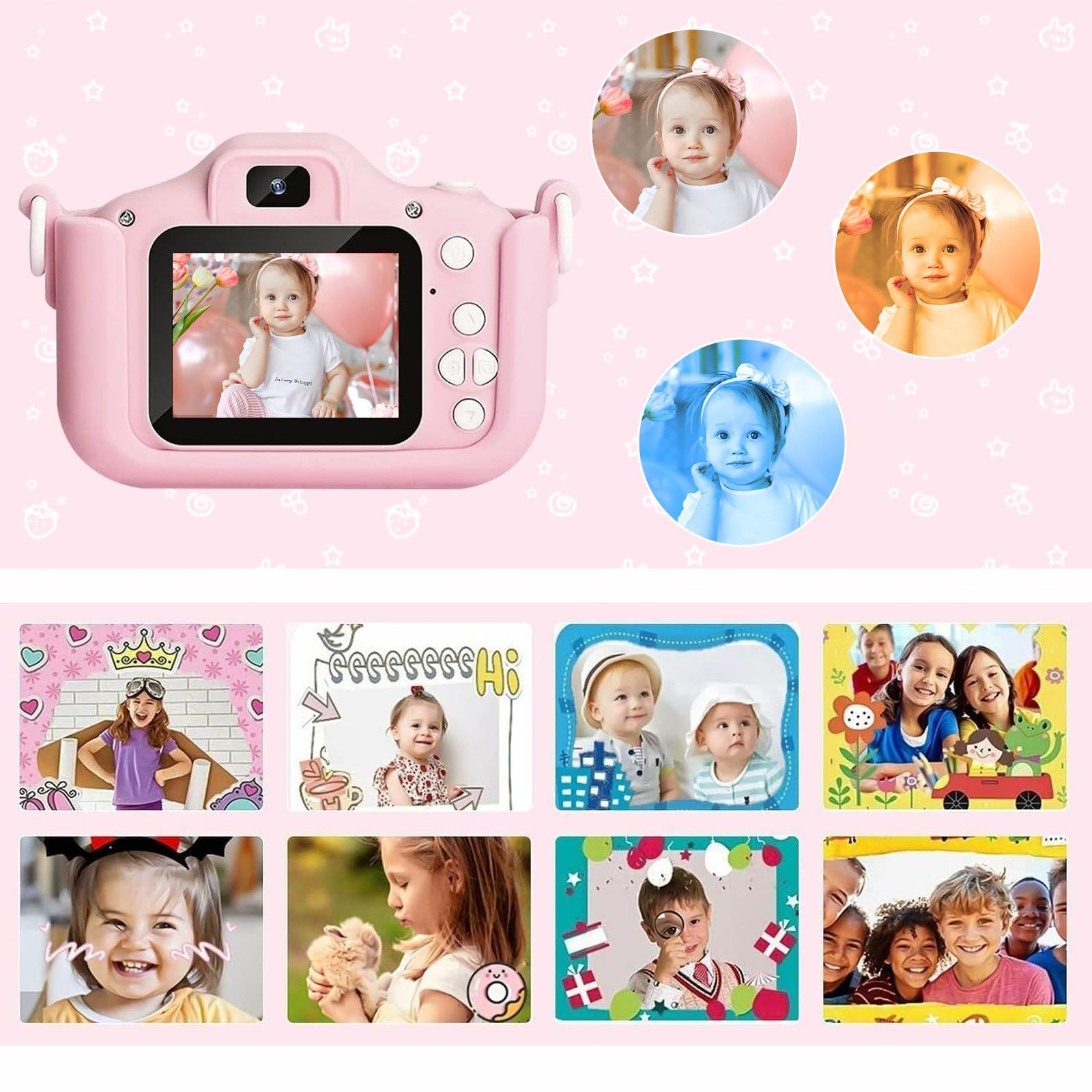 Mini Fotocamera Bambini Ricaricabile 1080P HD 2 Pollici – Macchina Fotografica Digitale 20MP con Doppio Obiettivo Selfie, Scheda SD 32GB e Custodia Silicone Antishock – Giocattolo Educativo, Regalo Id