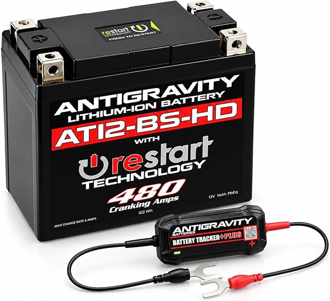 Antigravity AT12-BS-HD RE-START Motorcycle Battery, 480 Cranking Amps, YT12-BS YT12B-BS YT14-BS YT14B-BS Replacement