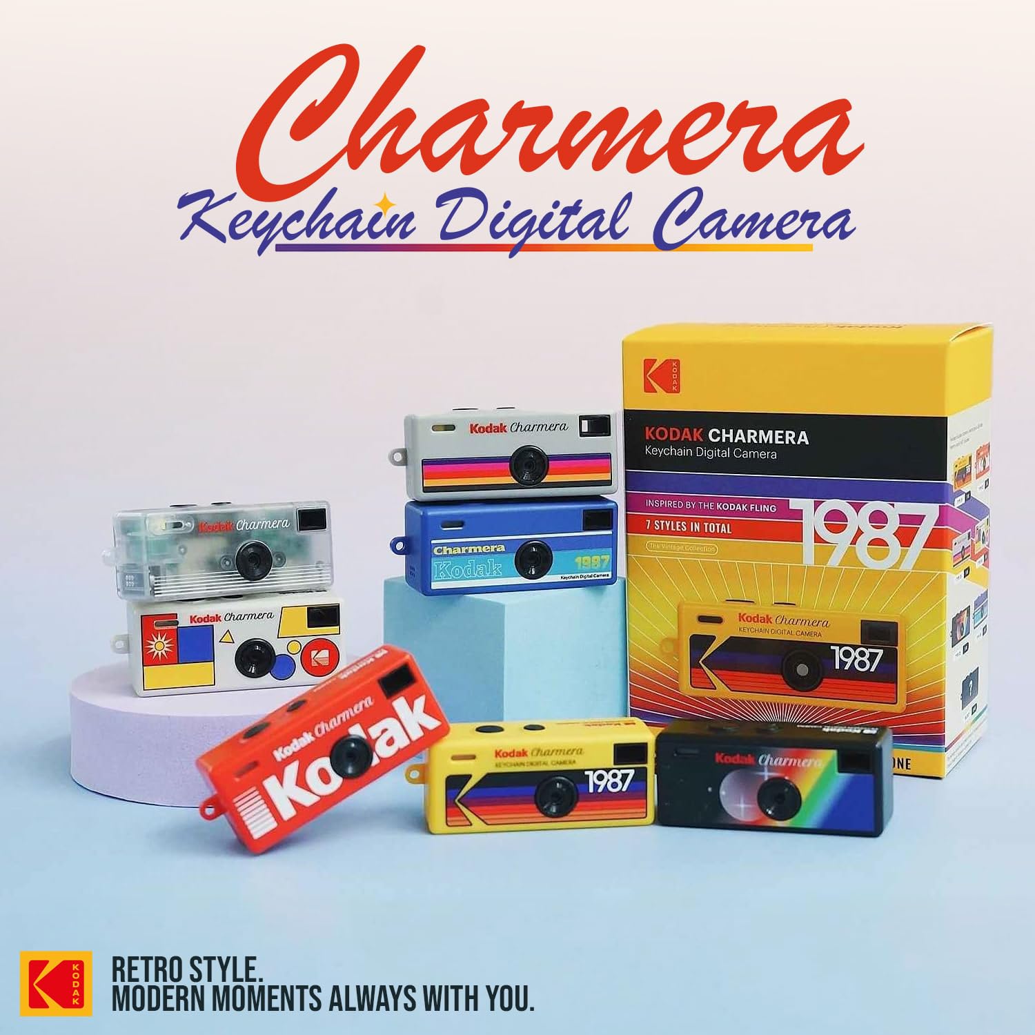 Kodak Charmera - Portachiavi per fotocamera digitale con scheda di memoria da 32 GB, lettore di schede e custodia (4 pezzi)